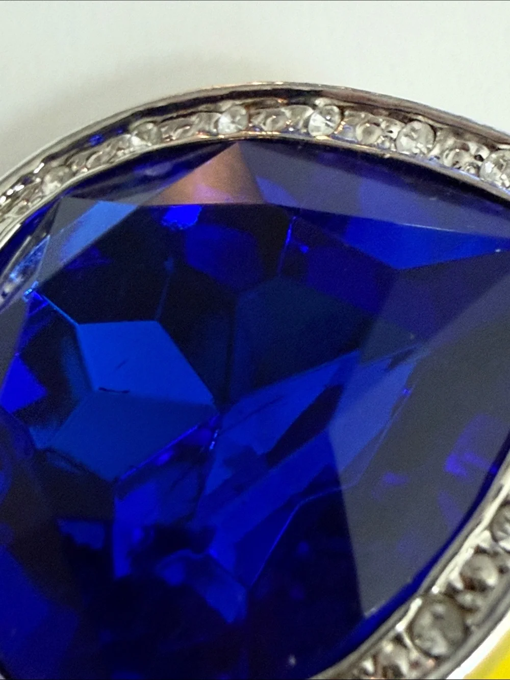 VTG Blue Heart Crystal Pendant for Necklace Silver-Tone charm rich blue titanic